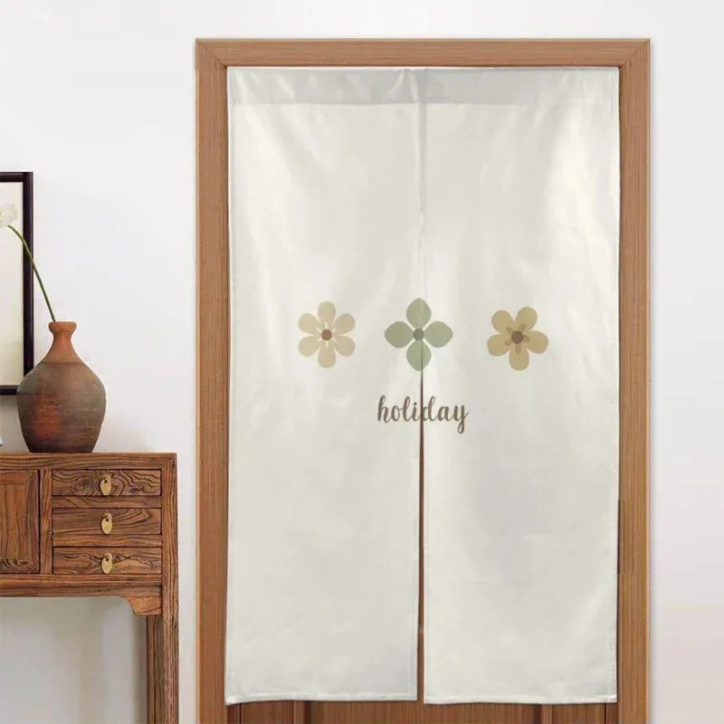 Noren Curtain Doorway - Holiday Themed Doorway Curtain, Minimalist Floral