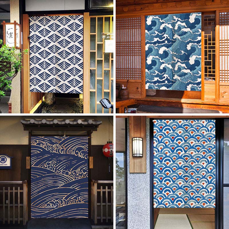 Waves Texture Japanese Noren D - مراجعة Noren Curtain Doorway وسعره
