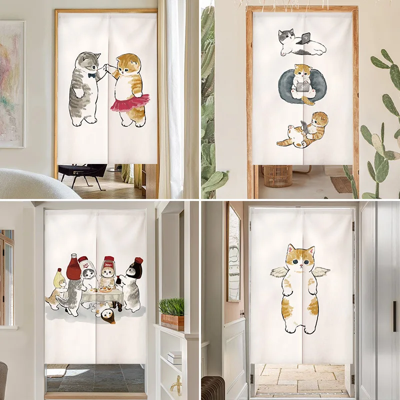 Funny Cat Japanese Door Curtai - مراجعة Noren Curtain Doorway وسعره