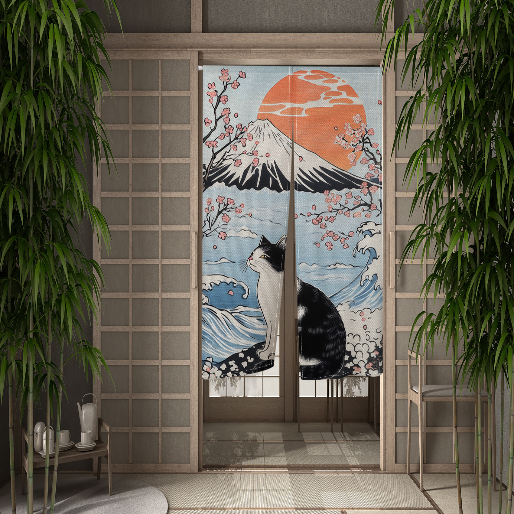 Japanese Ukiyo Noren Door Curt - مراجعة Noren Curtain Doorway وسعره