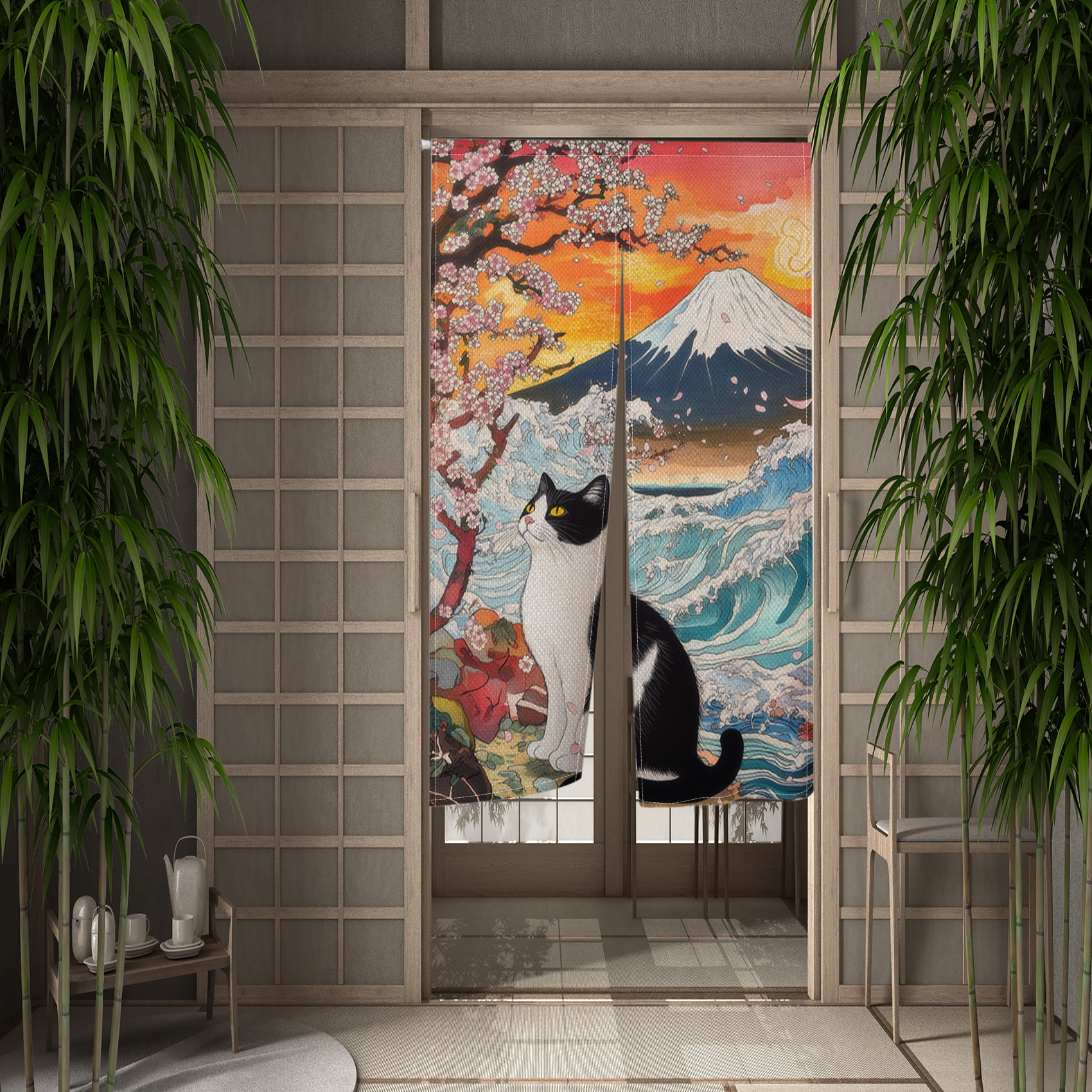 Japanese Ukiyo Noren Door Curt - مراجعة Noren Curtain Doorway وسعره