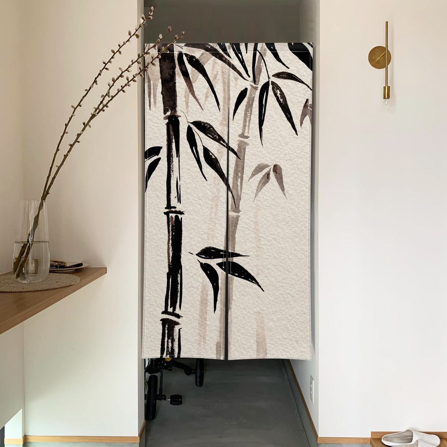 Bamboo Lotus Door Curtain Ink  - مراجعة Noren Curtain Doorway وسعره