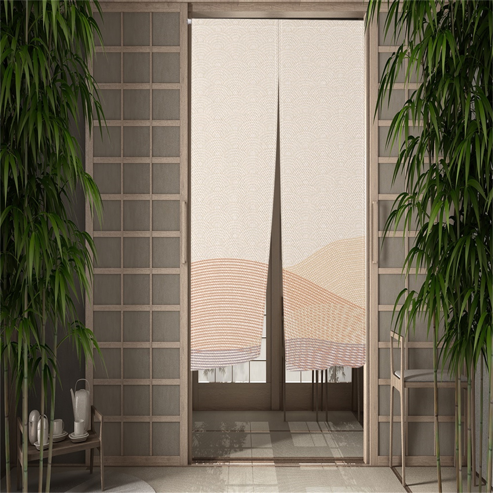 Beige Noren Split Japanese Doo - مراجعة Noren Curtain Doorway وسعره