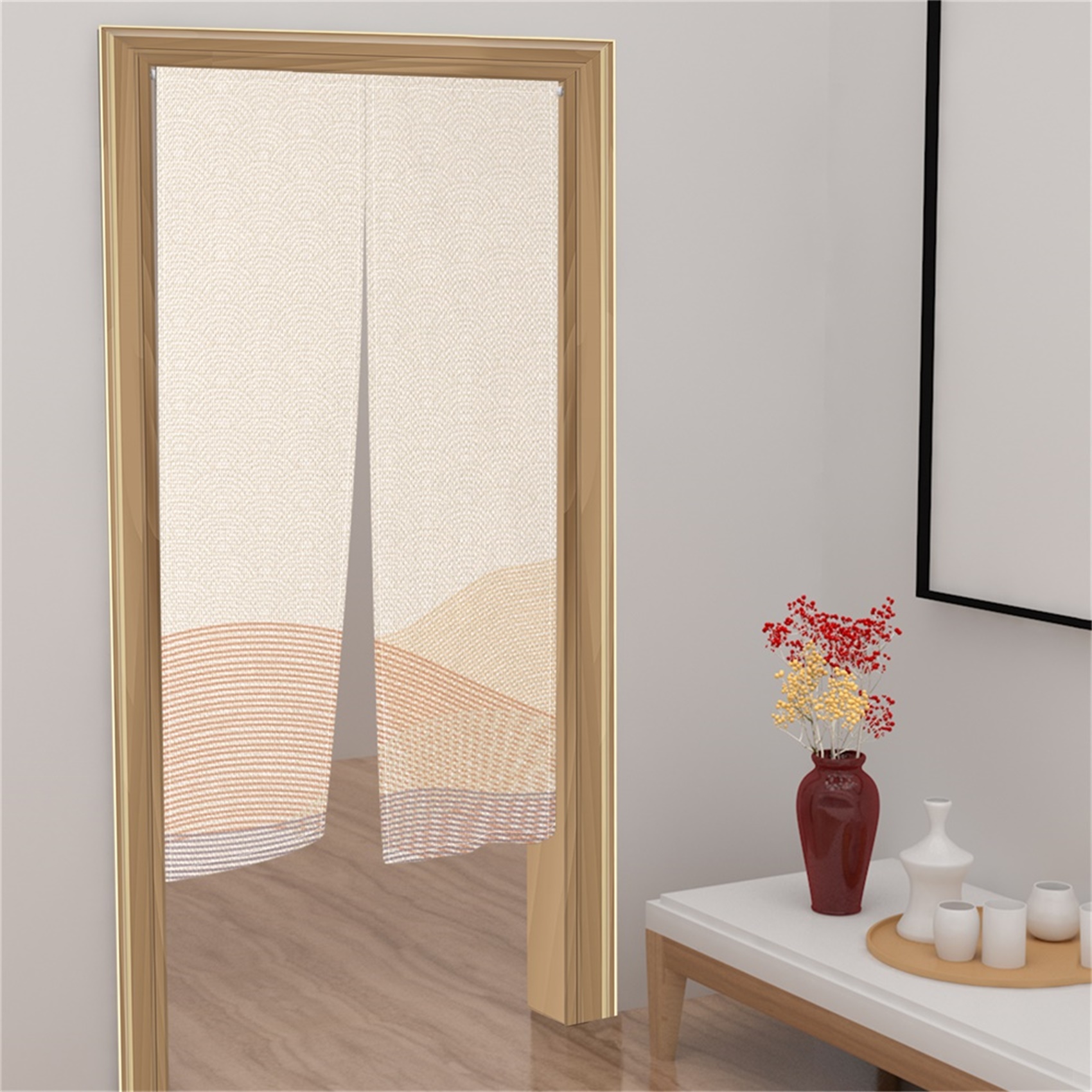 Beige Noren Split Japanese Doo - مراجعة Noren Curtain Doorway وسعره