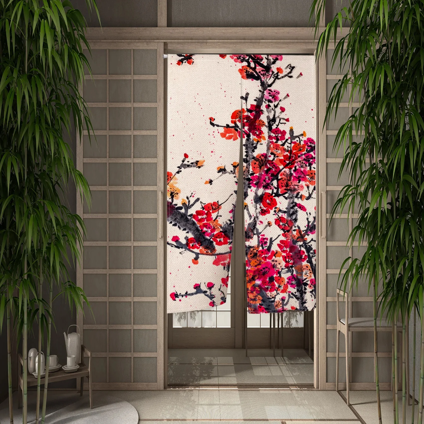 Cherry Blossom Door Curtain Ja - مراجعة Noren Curtain Doorway وسعره