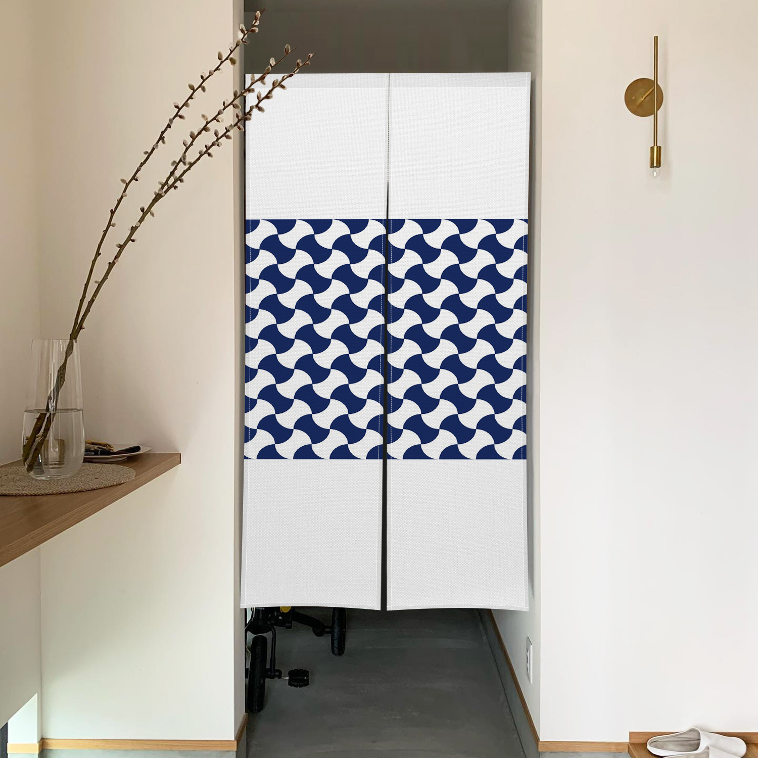 Japanese Linen Noren Blue Whit - مراجعة Noren Curtain Doorway وسعره